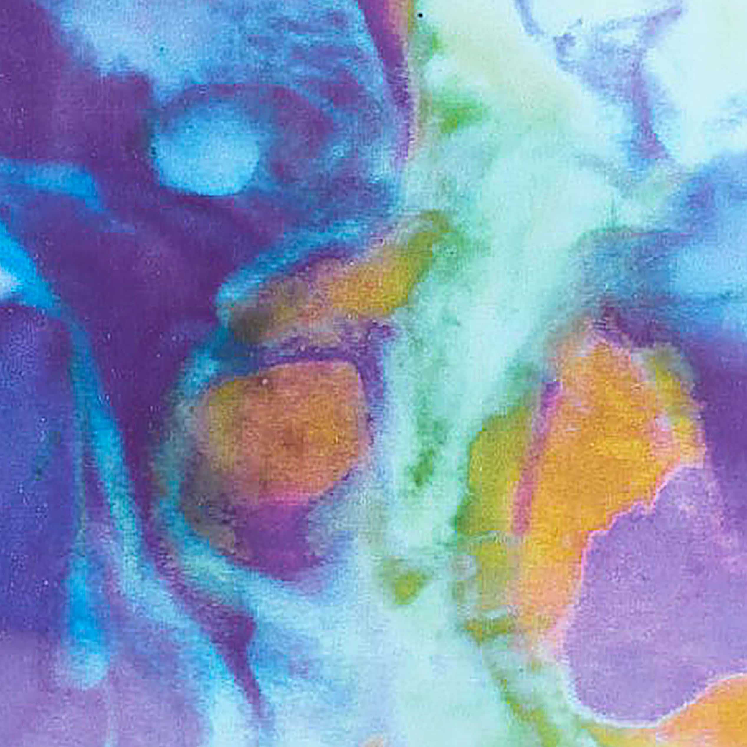 Close-up of marbled colour texture in blue, purple and yellow tones