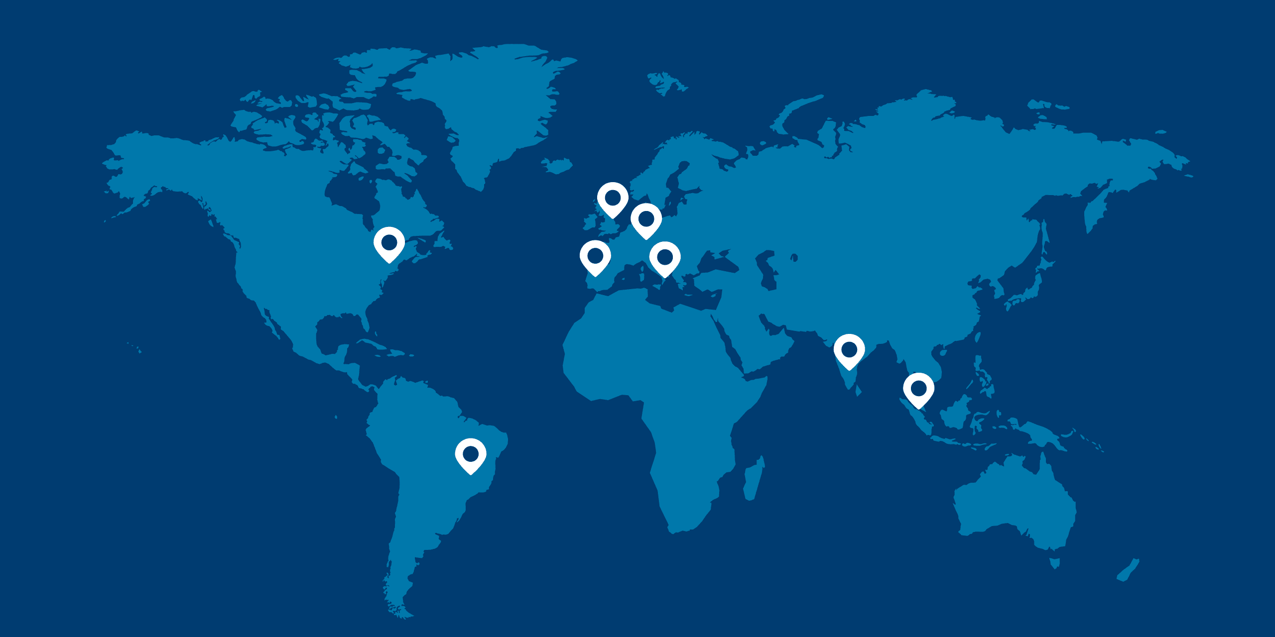 World map graphic with location pins marking delivery locations
