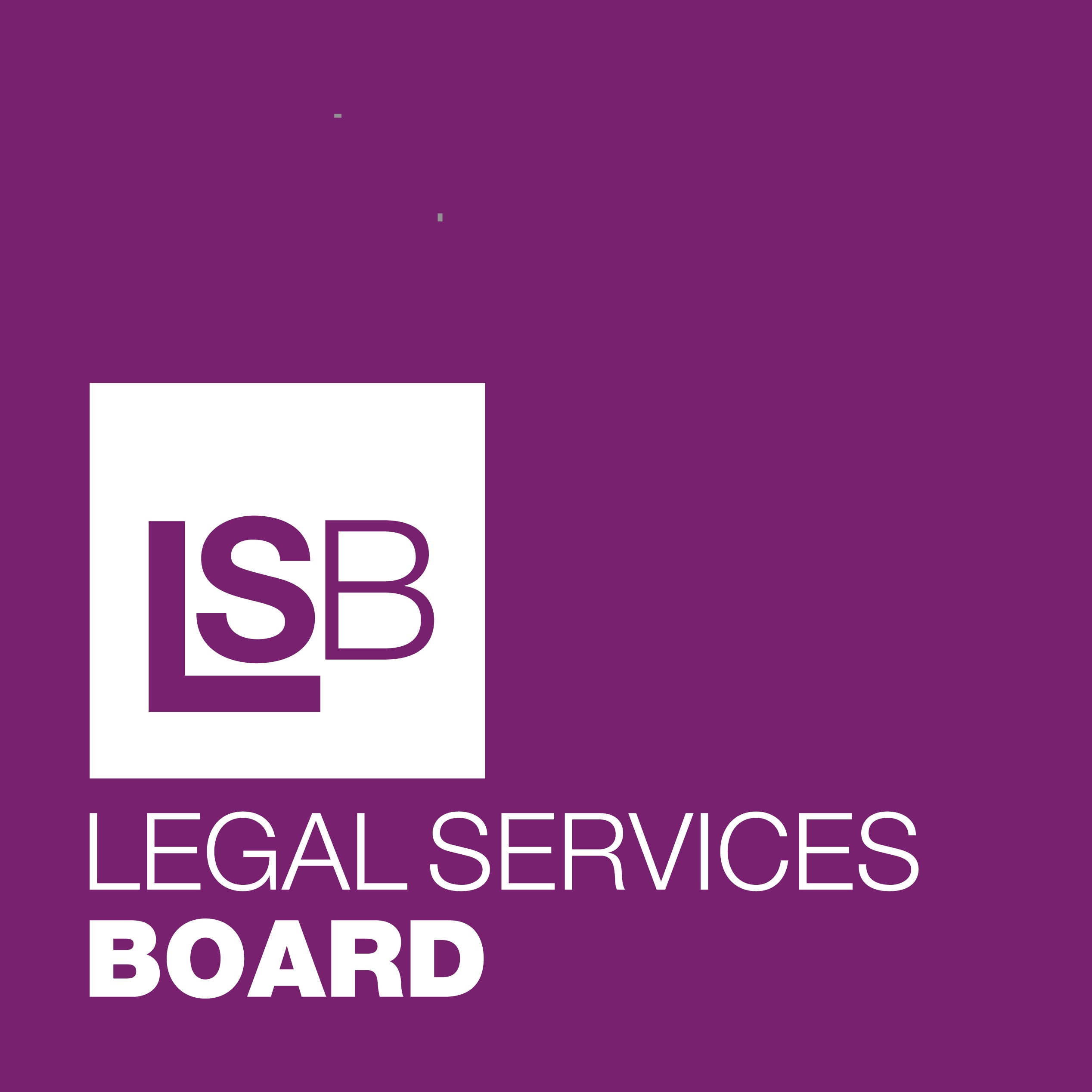 Legal Services Board logo on a purple background