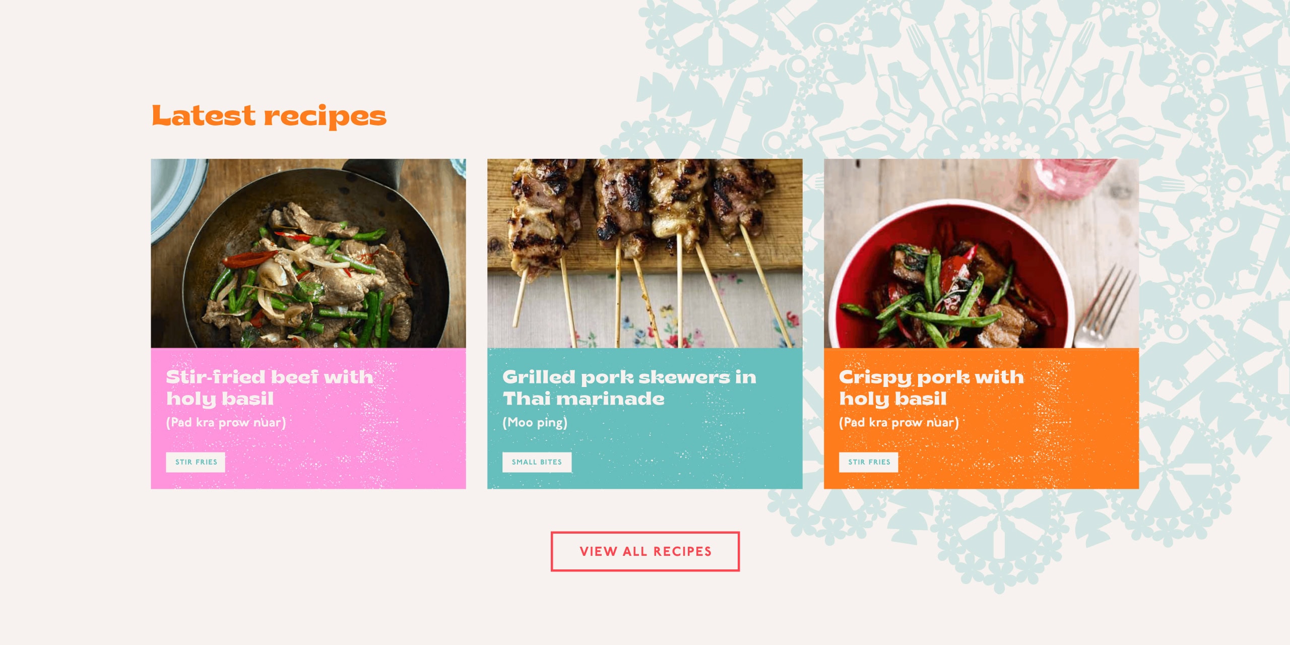 Recipe section layout on Rosa’s Thai website