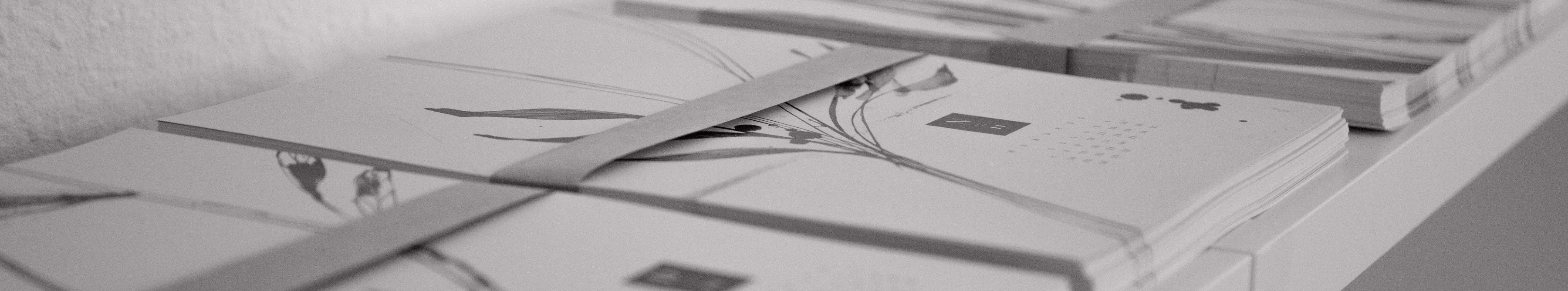 Brochures laid out on table