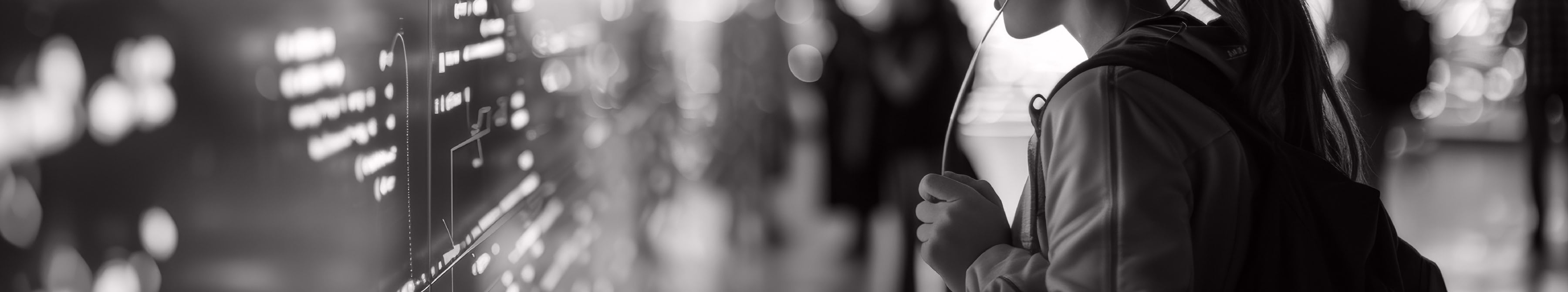 Woman looking at a digital presentation screen